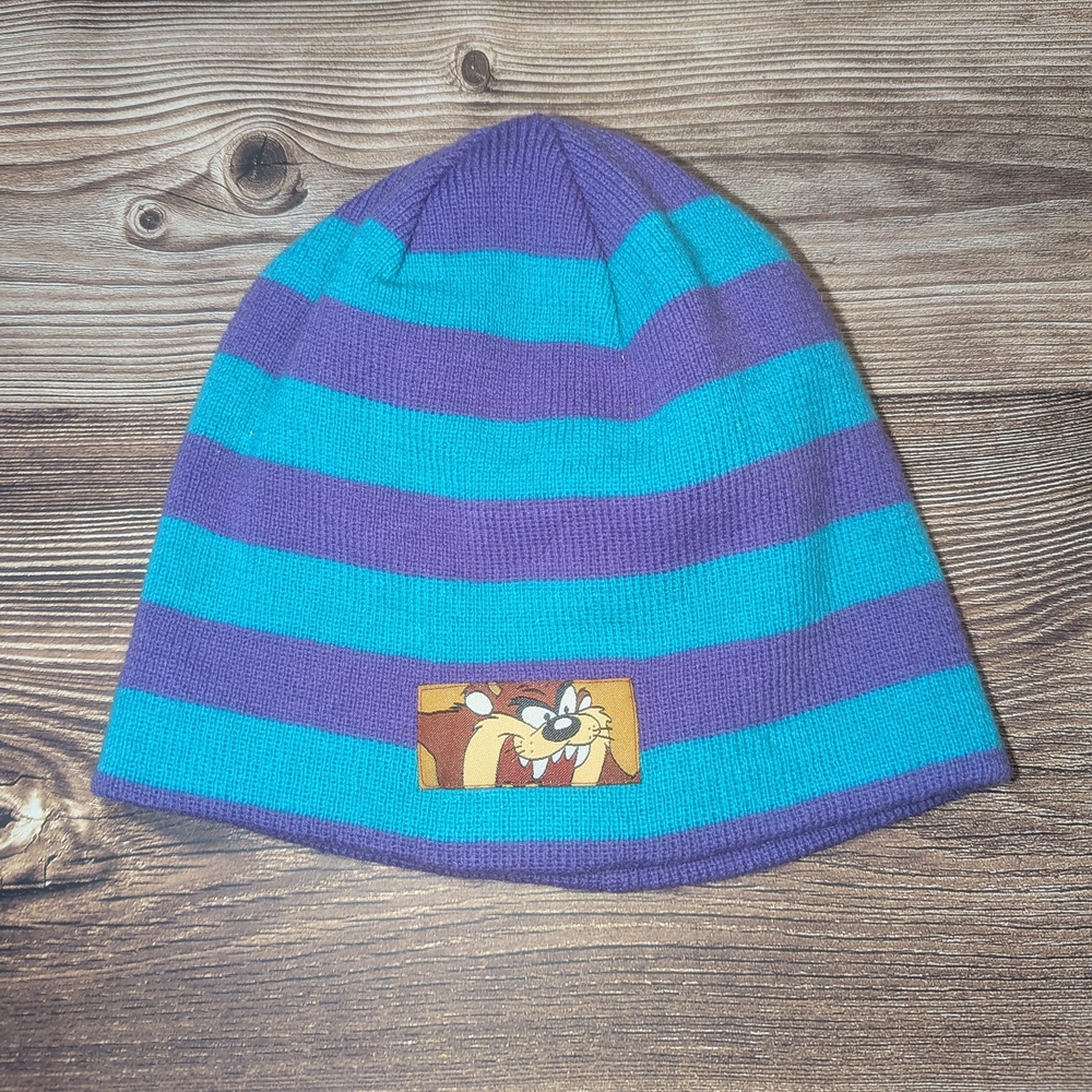 3/$16 Warner Bros. TAZ Purple and Teal Beanie with Looney Tunes Patch